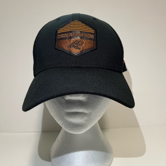 Carolina Panthers New Era 39THIRTY Flex Hat Medium-Large Black Leather Logo - Picture 5 of 8